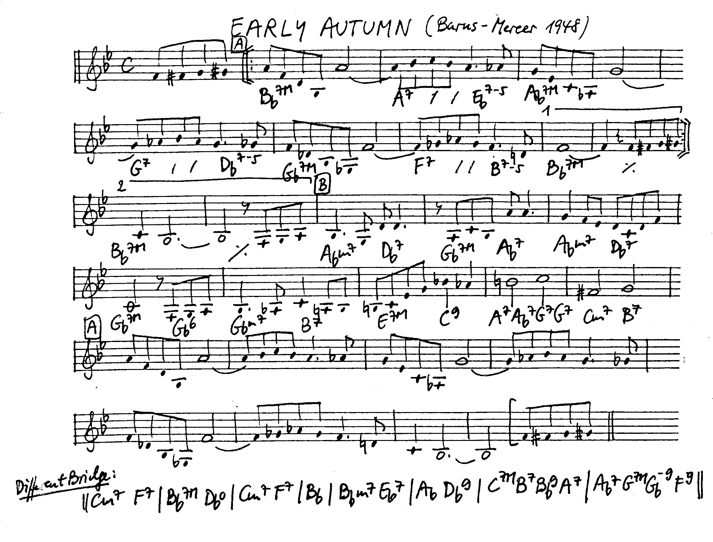 early autumn free jazz leadsheet - Courtesy of the Jungle Jazz Band